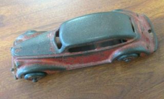 Vintage ARCADE CAST IRON CAR SEDAN w/ TRAILER HITCH 5 - 3/4 