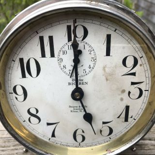 Antique Early 1900 ' s Westclox Big Ben Peg Leg Alarm Clock Made In USA 2