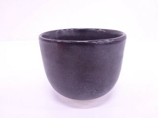 68794 Japanese Tea Ceremony / Black Glazed Tea Bowl / Han - Tsutsu Chawan