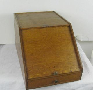 Antique Small Oak Cabinet Weis Desktop Organizer Rare Globe Era