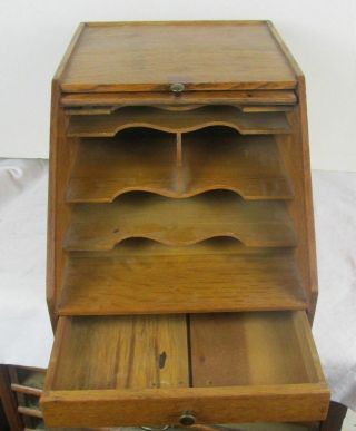 ANTIQUE SMALL OAK CABINET WEIS DESKTOP ORGANIZER RARE GLOBE ERA 2