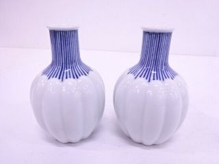 68771 Japanese Porcelain Sake Bottle Set Of 2 / Sometsuke / Artisan Work