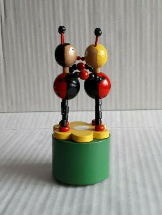 Wooden Ladybugs - Boxer Push Up Button Puppet Movable Jointed Game Toy 2