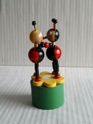 Wooden Ladybugs - Boxer Push Up Button Puppet Movable Jointed Game Toy 3
