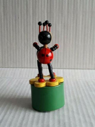 Wooden Ladybugs - Boxer Push Up Button Puppet Movable Jointed Game Toy 5