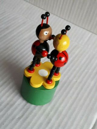 Wooden Ladybugs - Boxer Push Up Button Puppet Movable Jointed Game Toy 6