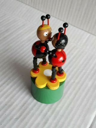 Wooden Ladybugs - Boxer Push Up Button Puppet Movable Jointed Game Toy 7