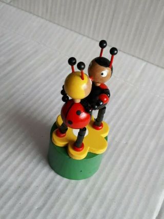 Wooden Ladybugs - Boxer Push Up Button Puppet Movable Jointed Game Toy 8