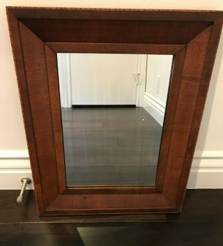 Antique Federal Ogee Wood Mirror,  19th C,  16x20,  Veneer Border