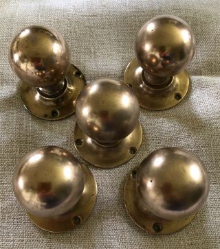 5 Antique/vintage Brass Or Bronze Door Knobs