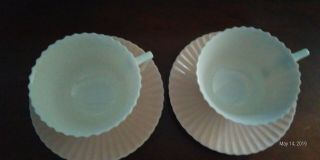Two Rare Lenox Pink Scalloped Tea Cup And Saucer Vintage