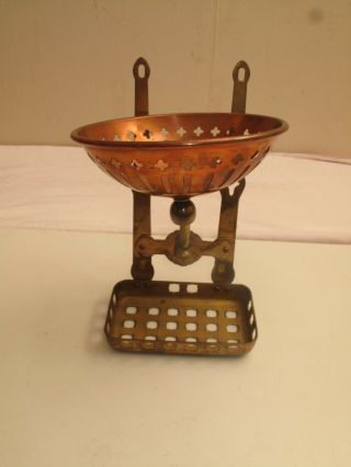 Vtg Antique Victorian Style Copper Brass Soap Dish Farm House Sink Scrubby Holdr