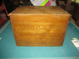 Antique Spool Chest Brooks Oak?? 4 Drawer Novelty Sewing Box Brook ' s Glace ' 4