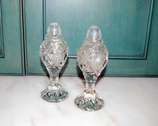 Vintage Elaborate Cut Glass Salt And Pepper Shakers