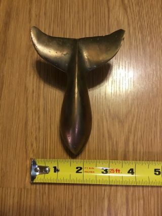 Vintage Solid Brass Door Knocker Whale Tail Figural Maritime Theme