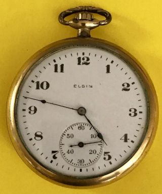 Antique Elgin Pocket Watch C.  1918 In 20 Yr Case.  Sz 12s,  17j.