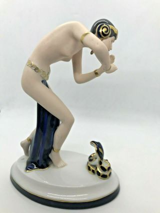 Rare Royal Dux Egyptian/ Orientalist Porcelain Statue Of Woman And Cobra