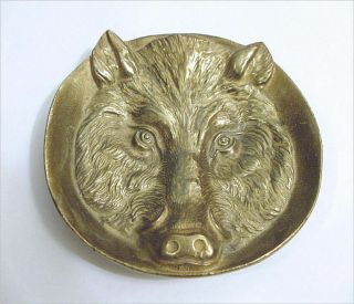 Wild Boar Wart Hog Figural Brass/bronze Ashtray Trinket Dish - Nr