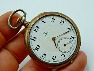 Vintage Antique Swiss Made.  800 Silver Omega 16 Size Pocket Watch Gents Mens