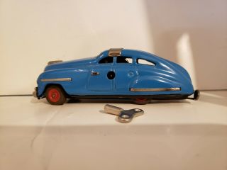 Rare Vintage Blue Schuco Fex 1111 Wind Up Litho Car Tin Toy,  Germany,  France