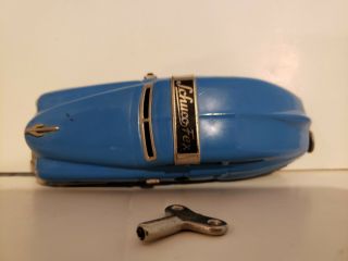 Rare Vintage Blue Schuco Fex 1111 Wind Up Litho Car Tin Toy,  Germany,  France 4