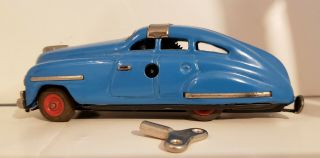 Rare Vintage Blue Schuco Fex 1111 Wind Up Litho Car Tin Toy,  Germany,  France 7
