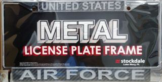 Air Force Carbon Fiber Laser Frame Chrome Metal License Plate Tag Cover Military