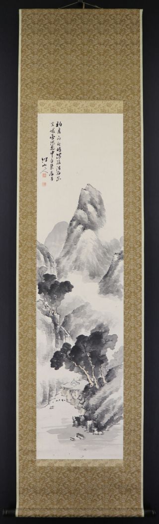JAPANESE HANGING SCROLL ART Painting Sansui Landscape Asian antique E7681 2