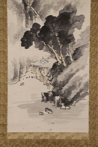 JAPANESE HANGING SCROLL ART Painting Sansui Landscape Asian antique E7681 5