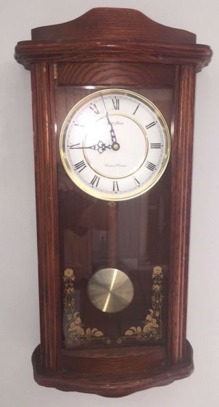 24 " Tall Seth Thomas Cottage Clock Wall Hanging Wood Quartz Vintage Pre - Owned.