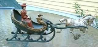 Fine Old Hubley Cast Iron Horse Drawn Winter Sled