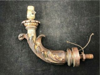 Antique Gilt Bronze Gas Light Sconce Converted To Electric 15 " Long Heavy