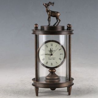 Antique Handmade European Exquisite Brass Classical Mechanical Deer Clock