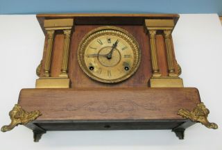 Antique SESSIONS Clock Co.  8 Day 1/2 Hour Strike Cathedral Gong Mantle Clock 7