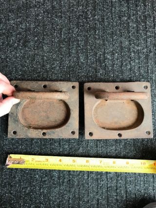 2 Antique Cast Iron Drop Handles Tool Box Trunk Pulls Reclaimed Vintage 4