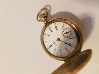 1899 Waltham 0s Gold Filled Ornate Hunter Case Pocket Watch