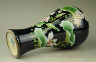 Delicate China jingdezhen handmade ceramic vase black enamel lotus leaf c02 5