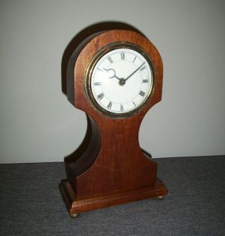 Antique Smiths 8 Day Oak Balloon Mantel Clock With Floating Balance (wind Up)