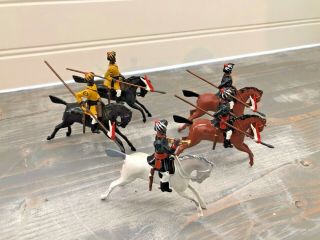 Vintage 4 Britains Ltd.  India Bengal Lancers Cavalry Lead Soldier.  With Trumpete