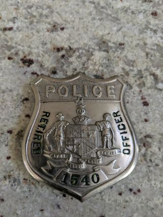 Vintage Obsolete Retired Baltimore Police Badge