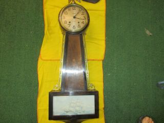 Antique Vintage 1807 Gilbert 8 Day Wind Up Banjo Wall Clock - - For Parts/repair