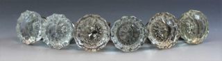 Vintage Group Of 6 Clear Crystal Glass Door Knobs Ruffled Flower Round Shape
