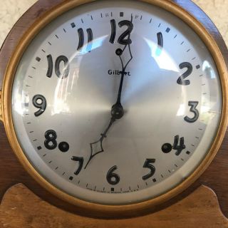 ANTIQUE GILBERT CHIME MANTLE CLOCK w/ WOOD INLAY 2