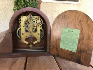 ANTIQUE GILBERT CHIME MANTLE CLOCK w/ WOOD INLAY 5