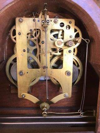 ANTIQUE GILBERT CHIME MANTLE CLOCK w/ WOOD INLAY 6