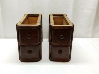 4 Antique Oak Wood Singer Rack Treadle Sewing Machine Storage Cabinet Drawers