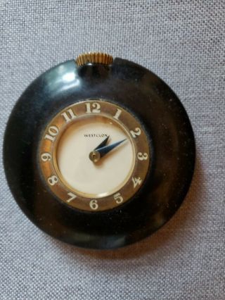 Vintage Westclox Pocket Watch Art Deco Black Runs