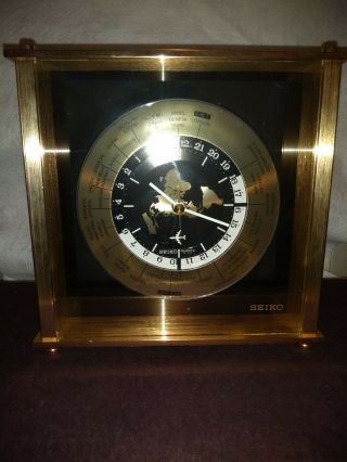 Seiko World Time Clock,  Brass,  1950.  Flawless.  Runs Perfectly.