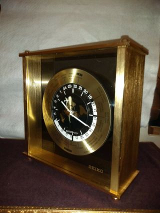 Seiko World Time Clock,  brass,  1950.  FLAWLESS.  RUNS PERFECTLY. 3