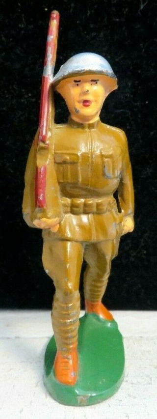 Manoil Lead Toy Soldier On Parade Hollow Base Version M - 004 Or M - 004a Shape